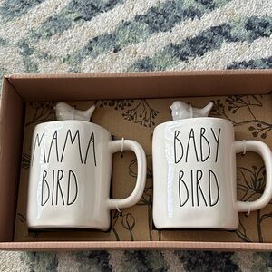 Rae Dunn Cream 'Mama Bird' and 'Baby Bird' Mugs